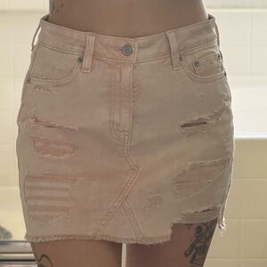 American Eagle Outfitters Light Pink Distressed Mini Skirt